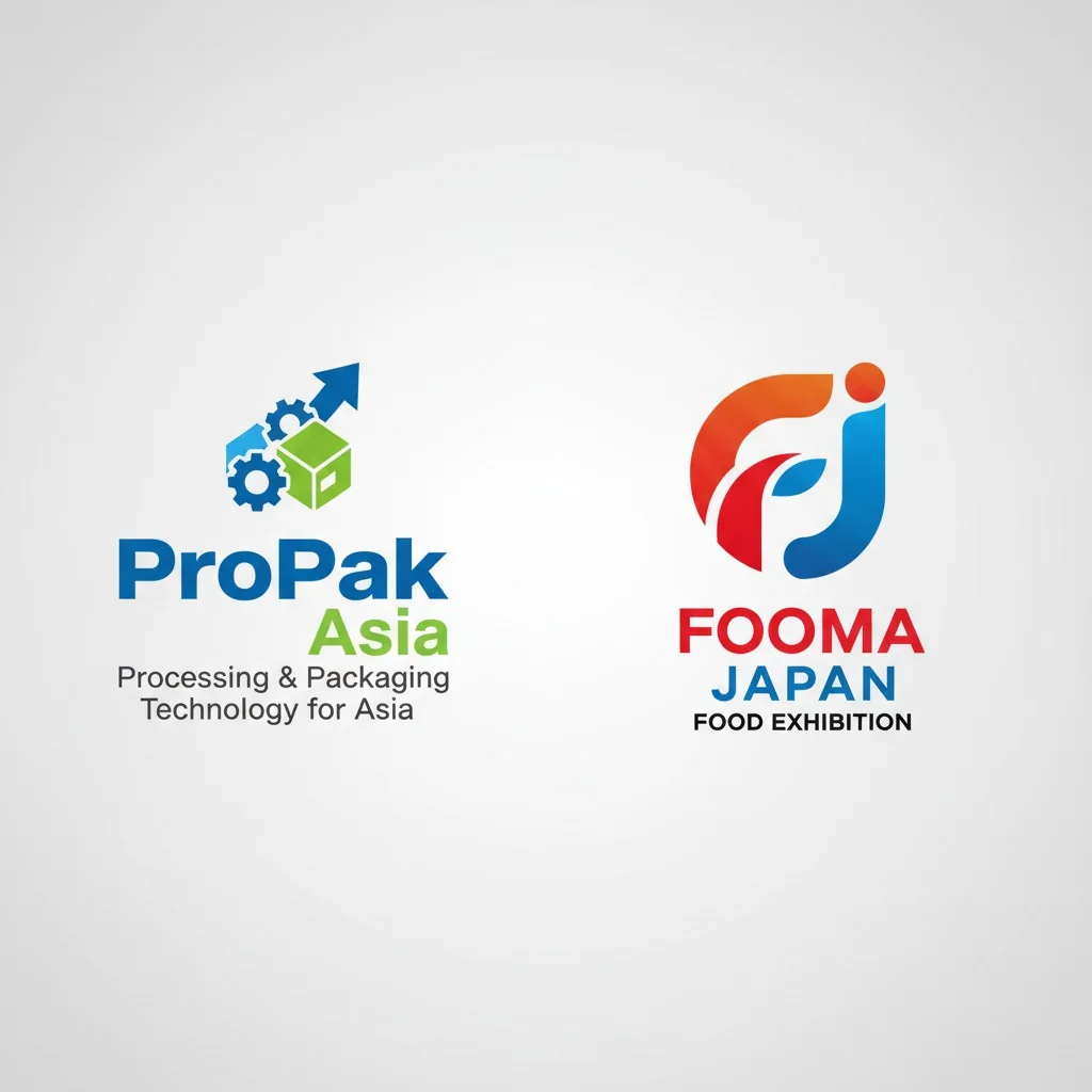 The logos for ProPak Asia and FOOMA Japan.